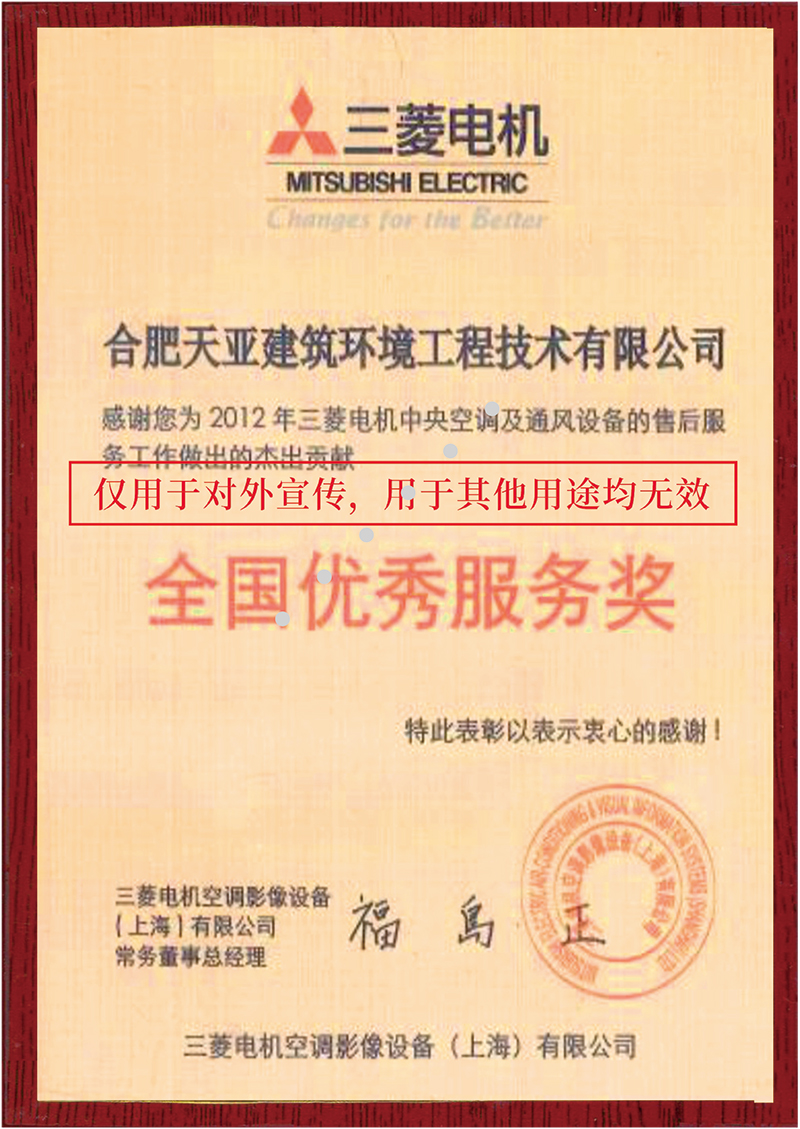 全國優(yōu)秀服務(wù)獎